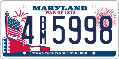 MD license plate 4BM5998