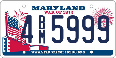 MD license plate 4BM5999