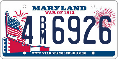 MD license plate 4BM6926