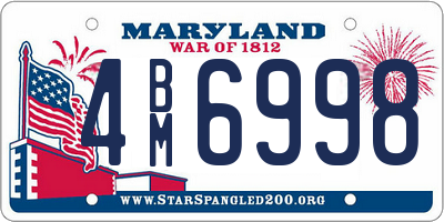 MD license plate 4BM6998