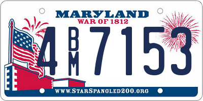 MD license plate 4BM7153