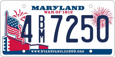 MD license plate 4BM7250