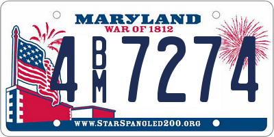 MD license plate 4BM7274