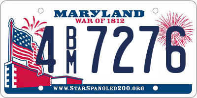 MD license plate 4BM7276