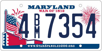 MD license plate 4BM7354
