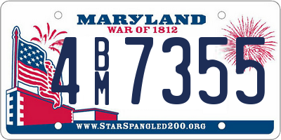 MD license plate 4BM7355