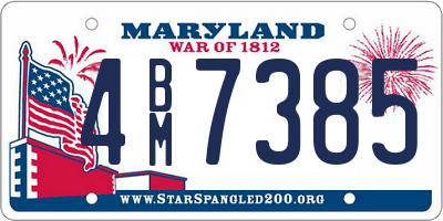 MD license plate 4BM7385