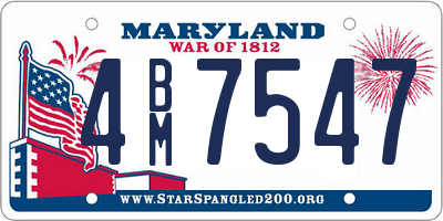 MD license plate 4BM7547