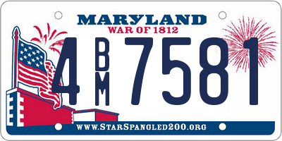 MD license plate 4BM7581