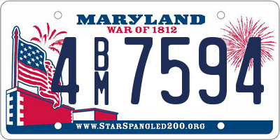 MD license plate 4BM7594