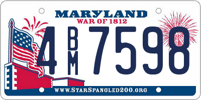MD license plate 4BM7598