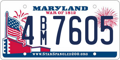 MD license plate 4BM7605