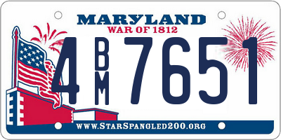 MD license plate 4BM7651