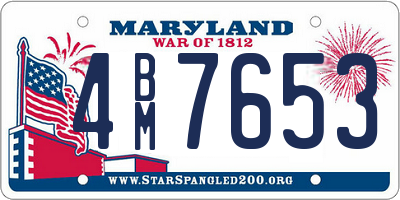 MD license plate 4BM7653