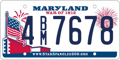 MD license plate 4BM7678