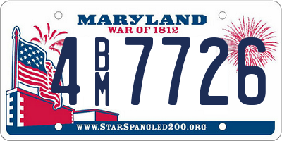 MD license plate 4BM7726