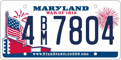 MD license plate 4BM7804