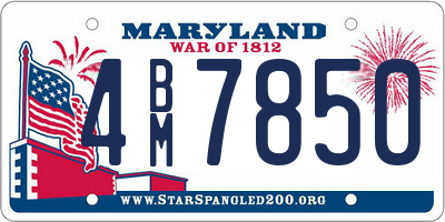 MD license plate 4BM7850