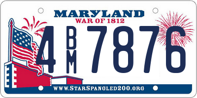 MD license plate 4BM7876