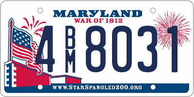 MD license plate 4BM8031