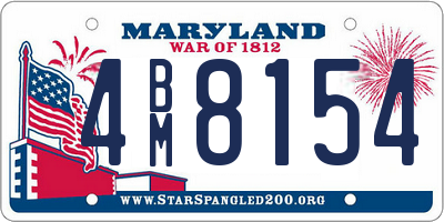 MD license plate 4BM8154