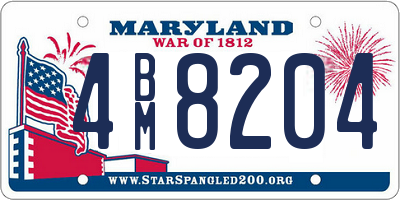 MD license plate 4BM8204