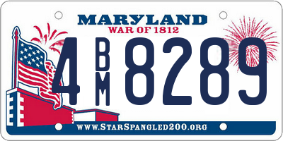 MD license plate 4BM8289