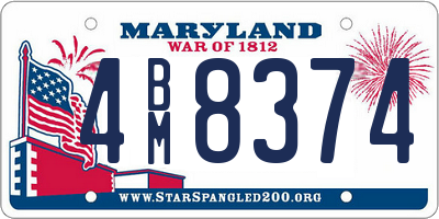 MD license plate 4BM8374