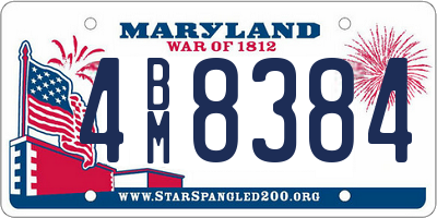MD license plate 4BM8384
