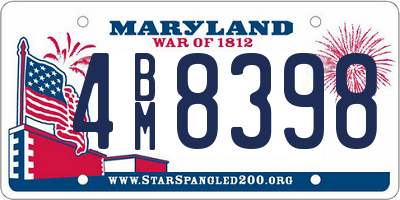 MD license plate 4BM8398