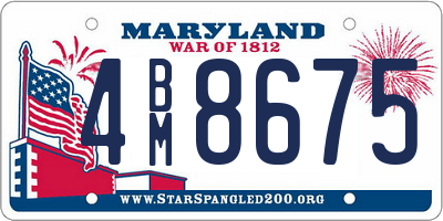 MD license plate 4BM8675