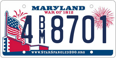 MD license plate 4BM8701