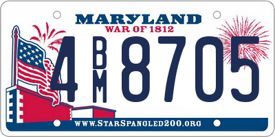 MD license plate 4BM8705
