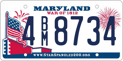 MD license plate 4BM8734