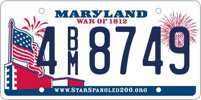 MD license plate 4BM8749