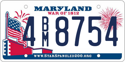 MD license plate 4BM8754