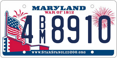 MD license plate 4BM8910