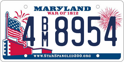 MD license plate 4BM8954