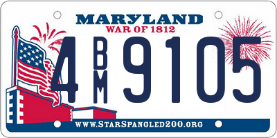 MD license plate 4BM9105