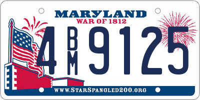MD license plate 4BM9125