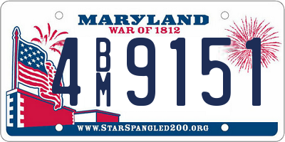 MD license plate 4BM9151