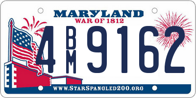 MD license plate 4BM9162