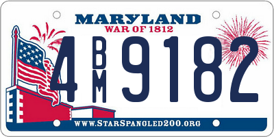 MD license plate 4BM9182