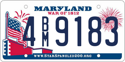 MD license plate 4BM9183