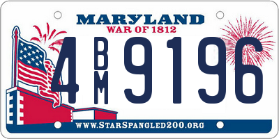 MD license plate 4BM9196