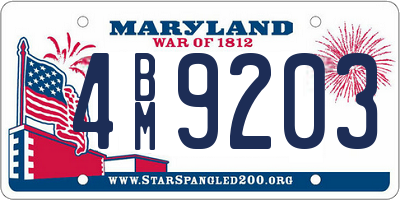 MD license plate 4BM9203