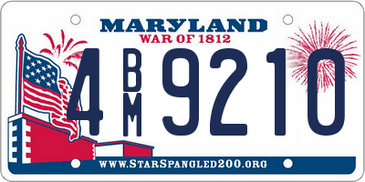 MD license plate 4BM9210