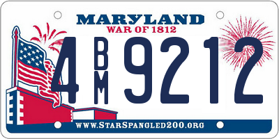 MD license plate 4BM9212