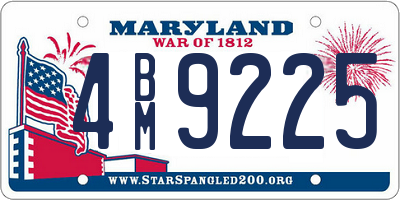 MD license plate 4BM9225