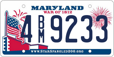 MD license plate 4BM9233
